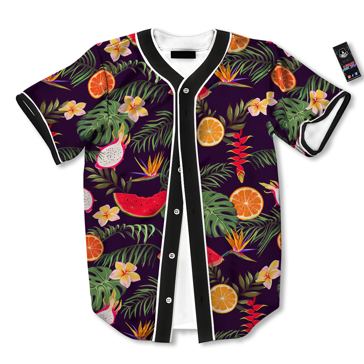 Fruits Tropical Print Pattern Baseball Jersey-grizzshop
