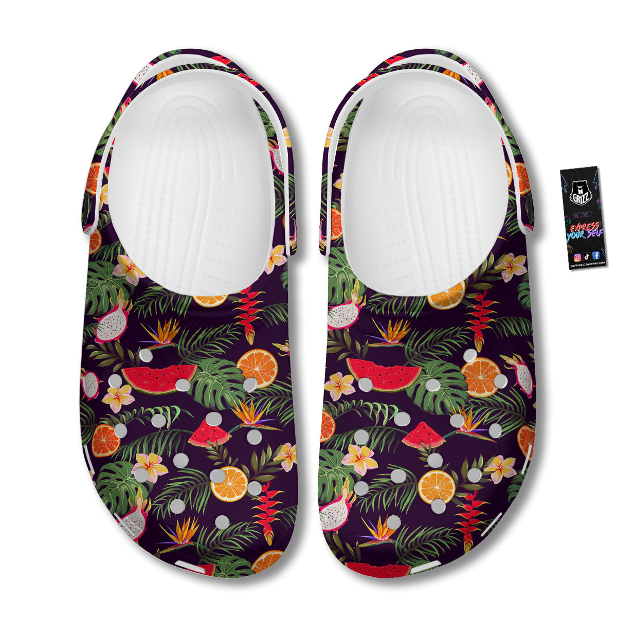 Fruits Tropical Print Pattern Clog-grizzshop