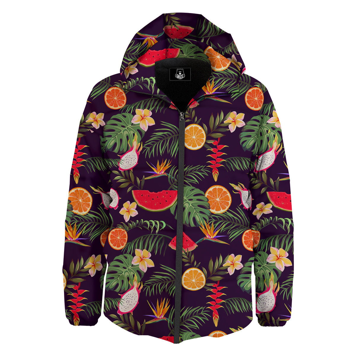 Fruits Tropical Print Pattern Down Jacket-grizzshop