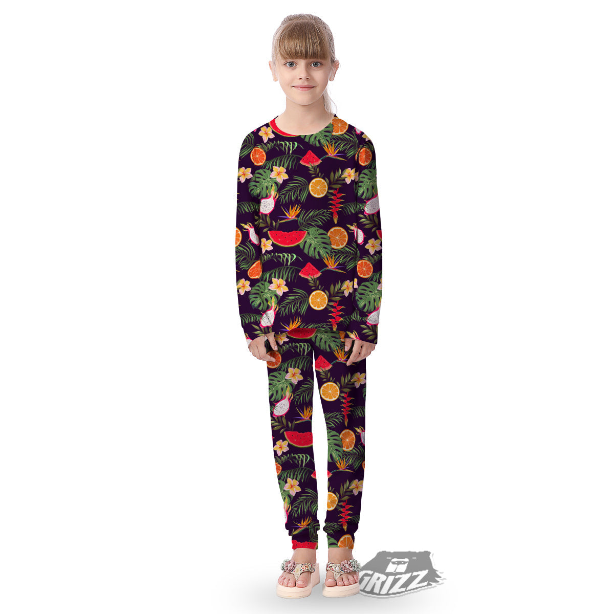 Fruits Tropical Print Pattern Kid's Pajamas-grizzshop