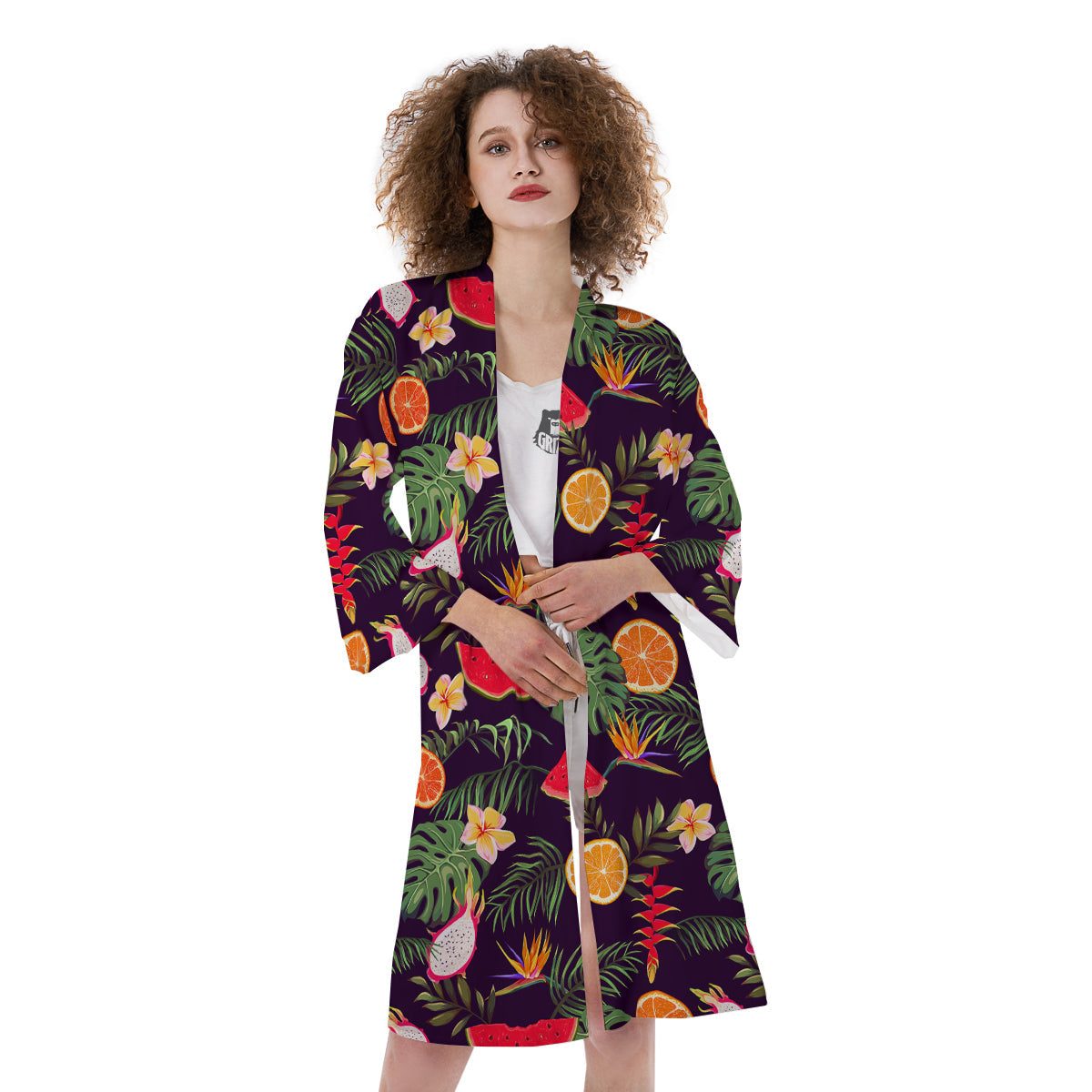 Fruits Tropical Print Pattern Kimono-grizzshop