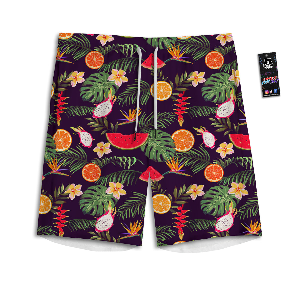 Fruits Tropical Print Pattern Men's Athletic Shorts-grizzshop