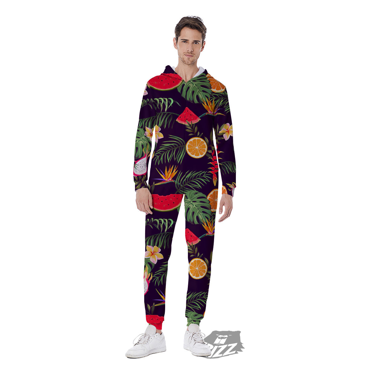 Fruits Tropical Print Pattern Men's Jumpsuit-grizzshop