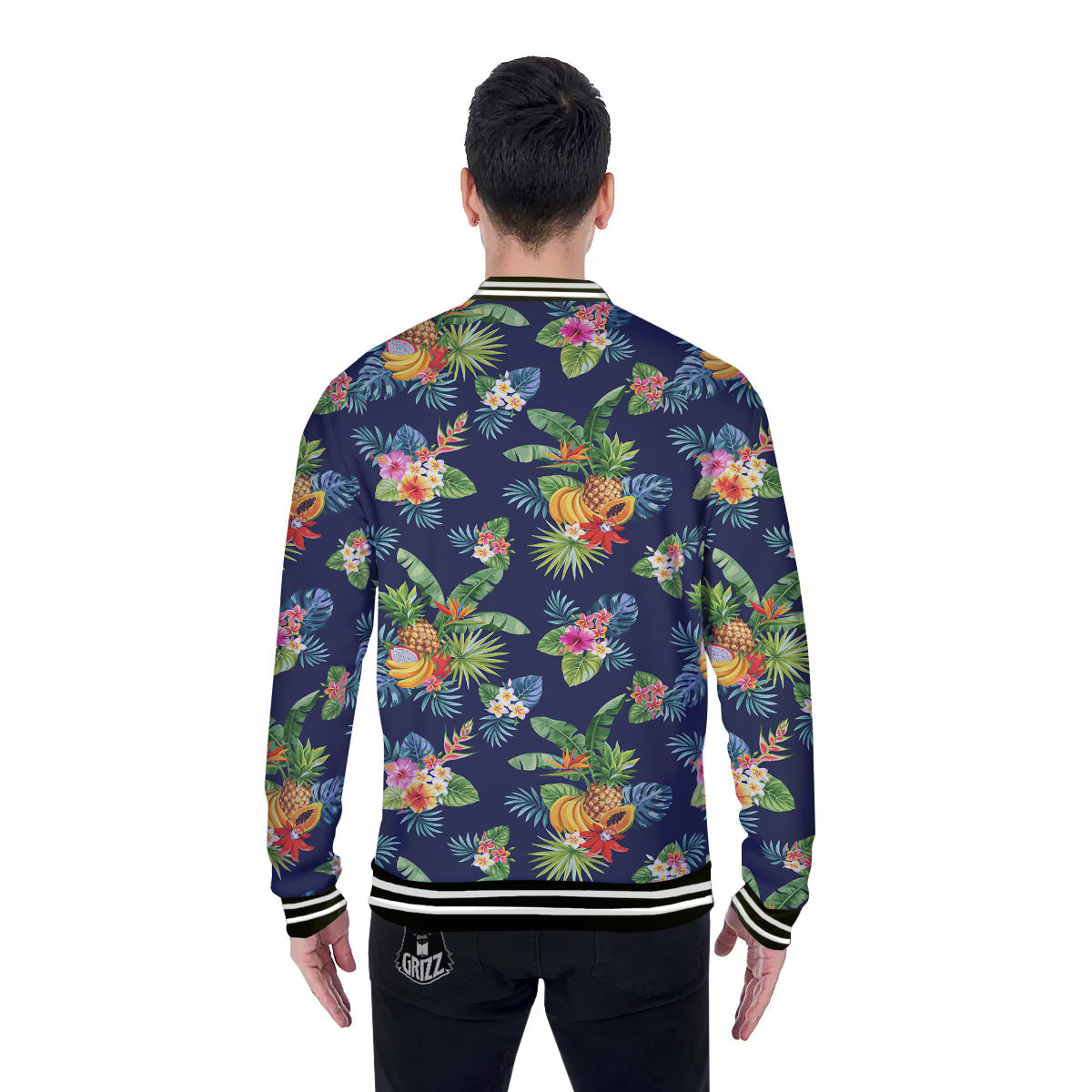 Fruits Tropical Vintage Print Pattern Baseball Jacket-grizzshop