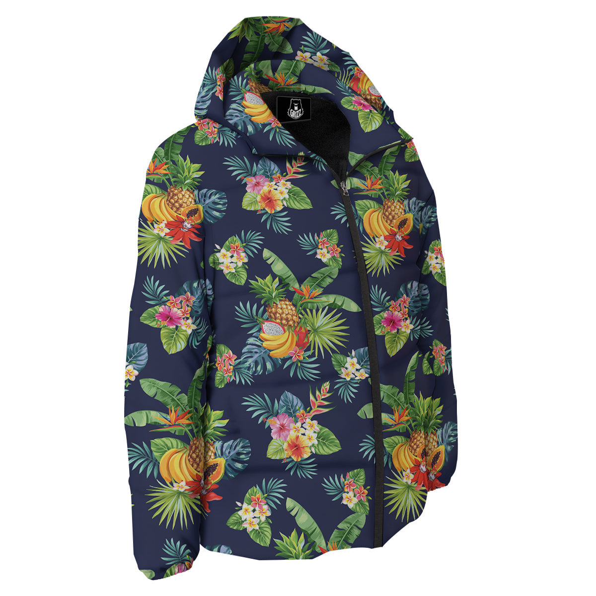 Fruits Tropical Vintage Print Pattern Down Jacket-grizzshop