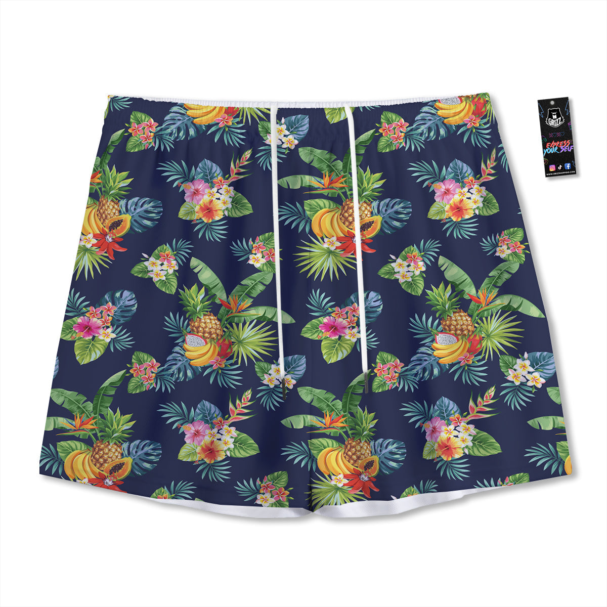 Fruits Tropical Vintage Print Pattern Mesh Shorts-grizzshop
