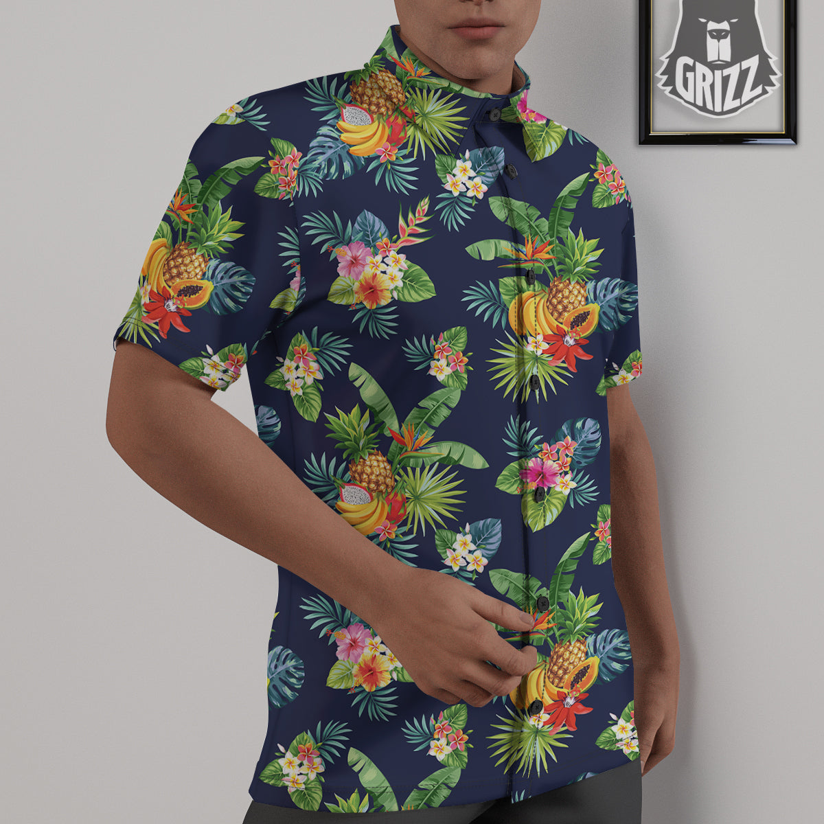 Fruits Tropical Vintage Print Pattern Untucked Shirts-grizzshop