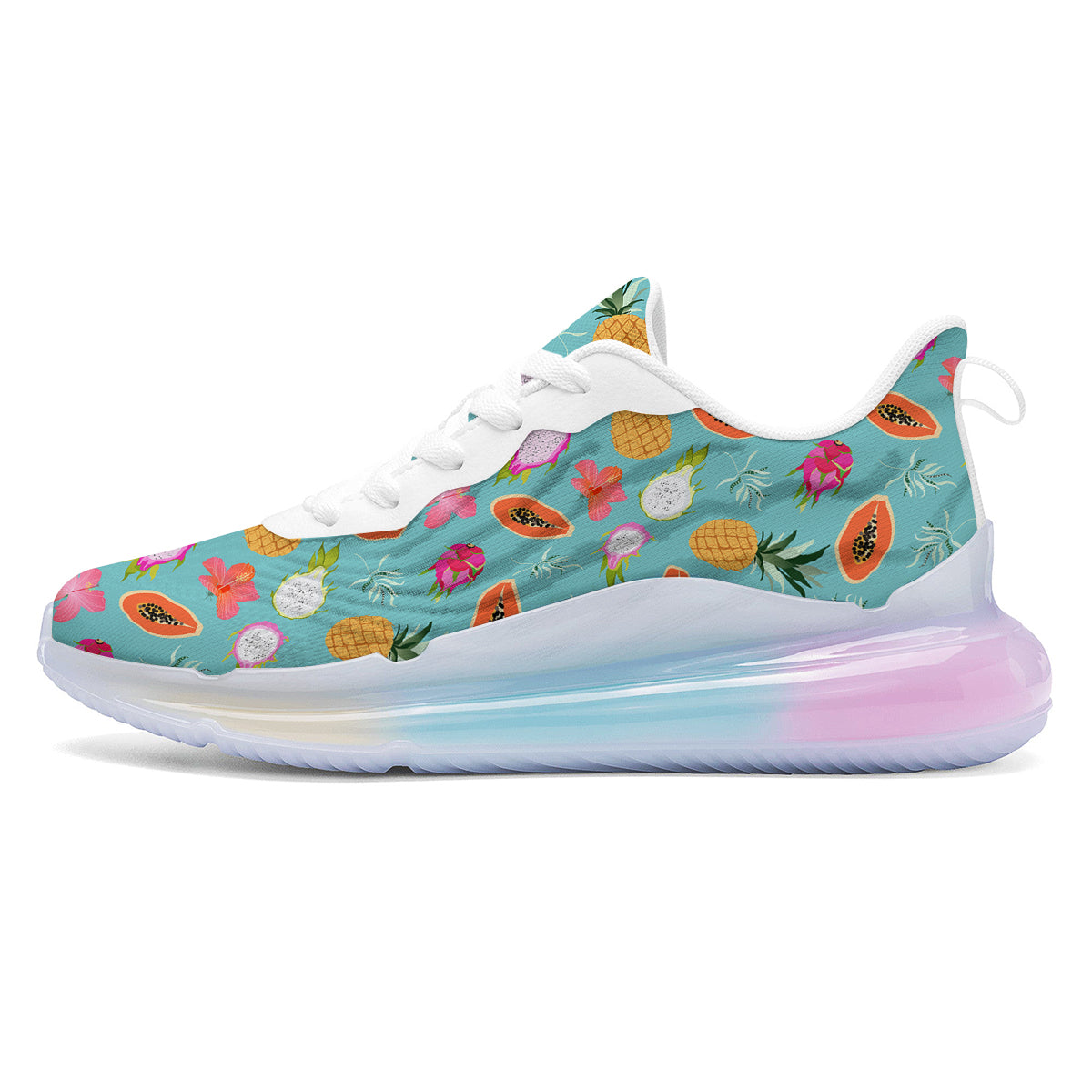 Fruits Turquoise Hawaiian Print Pattern Running Sneakers-grizzshop