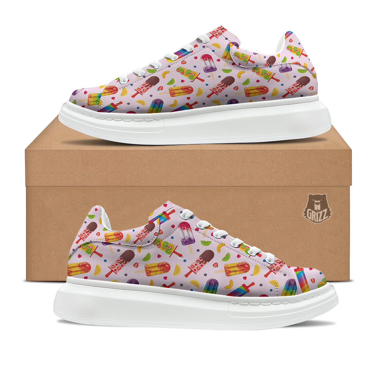 Fruity Ice Cream Print Pattern Platform Shoes-grizzshop