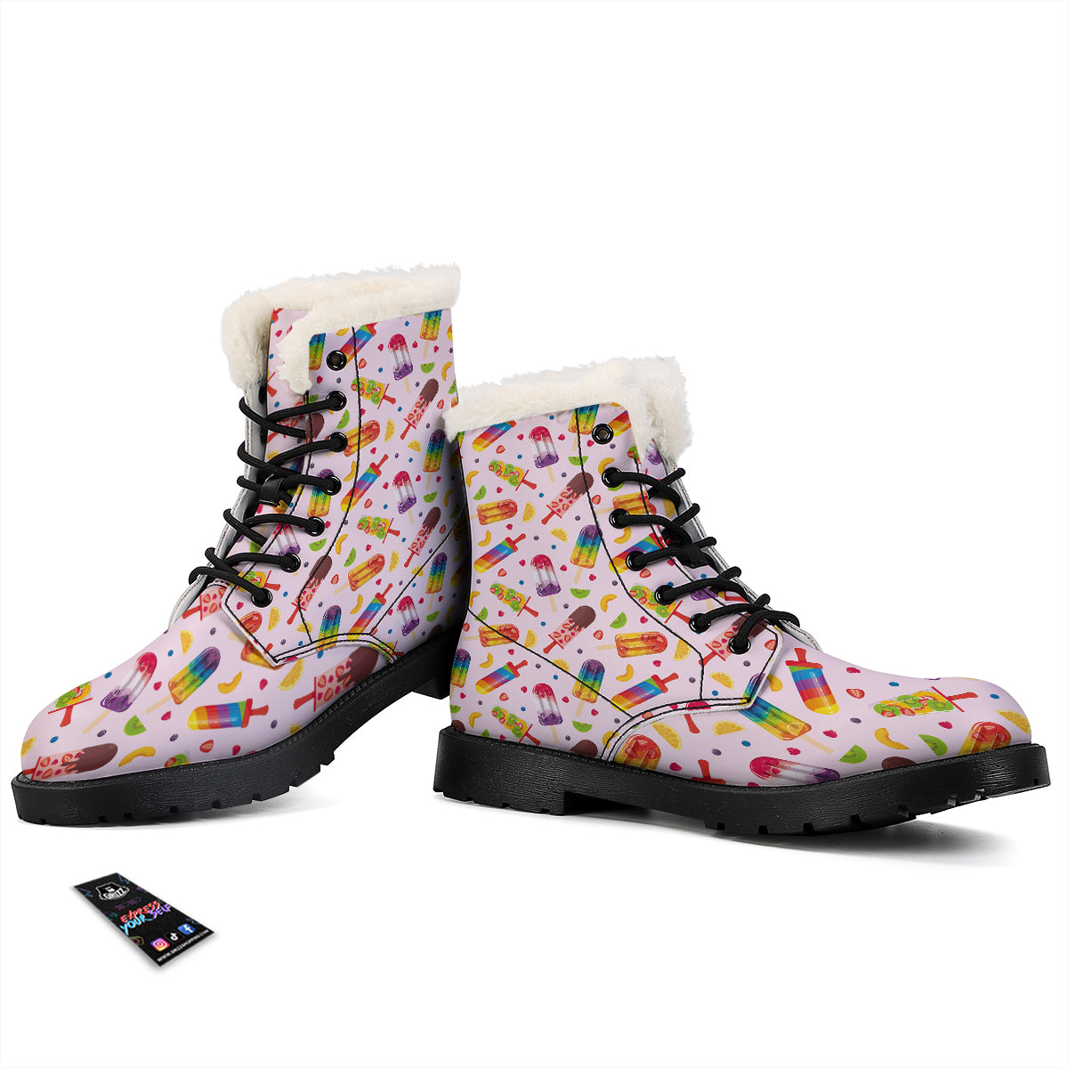 Fruity Ice Cream Print Pattern Winter Boots-grizzshop