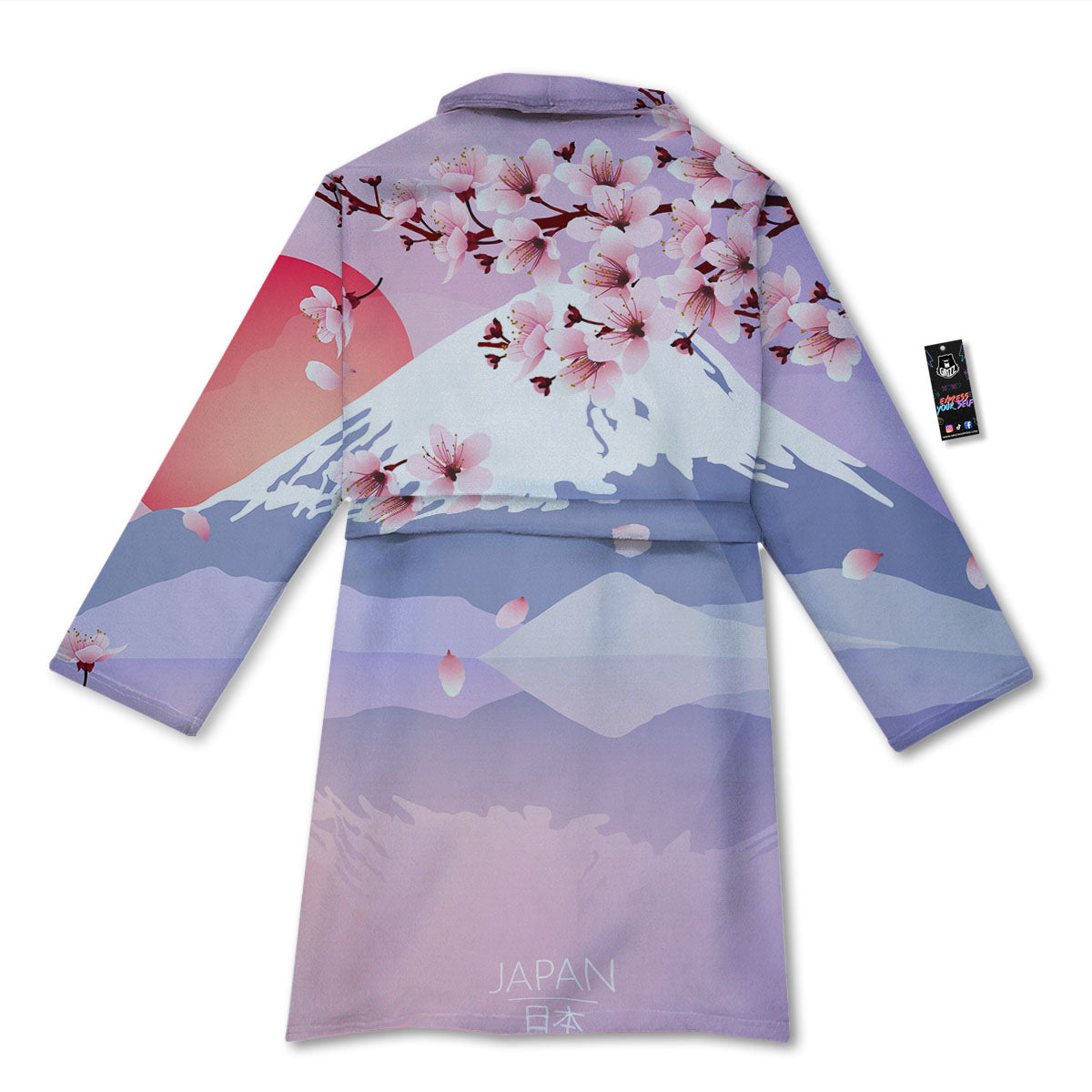 Fuji Mount And Cherry Blossom Print Bathrobe-grizzshop