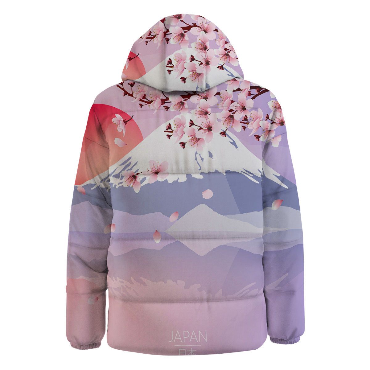 Fuji Mount And Cherry Blossom Print Down Jacket-grizzshop