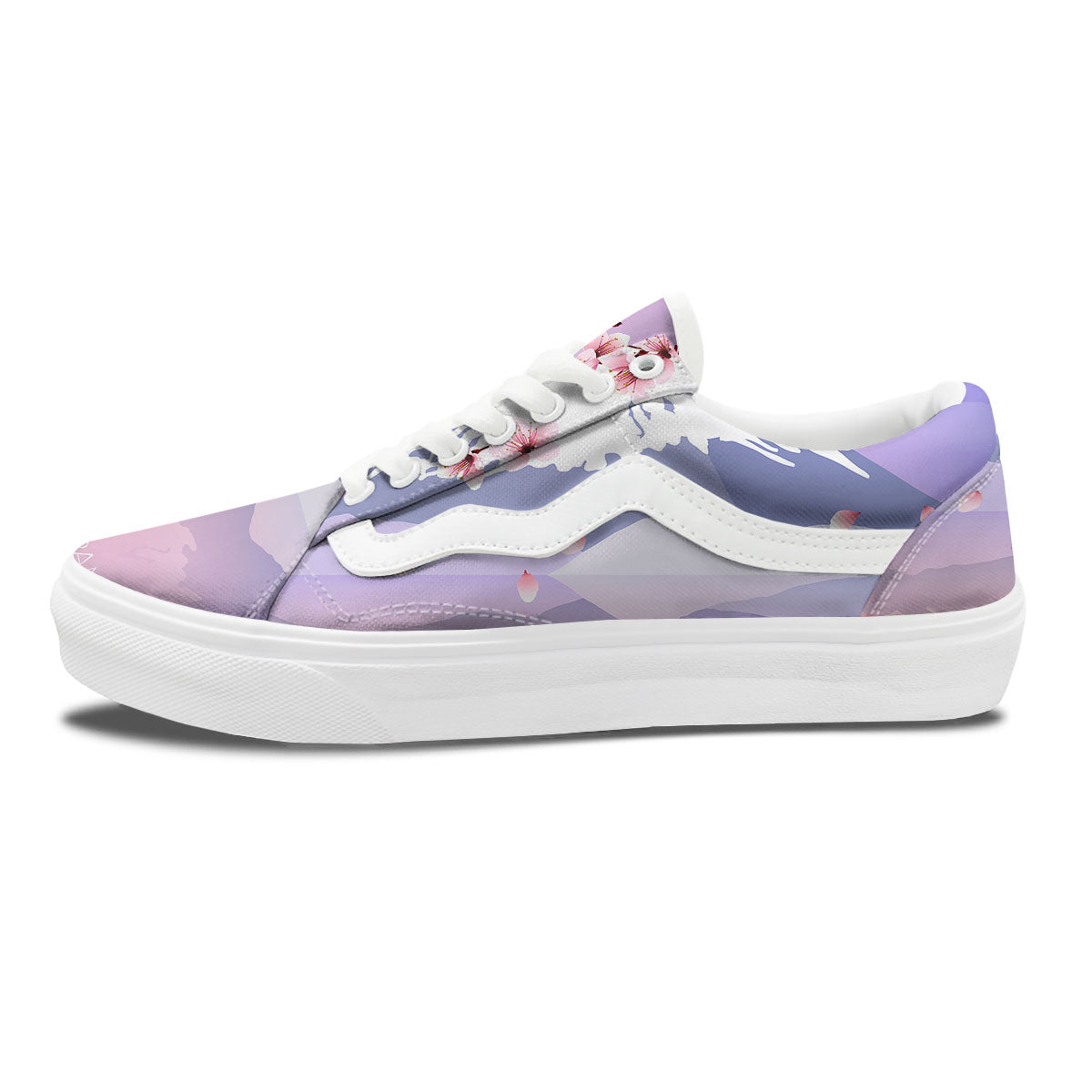 Fuji Mount And Cherry Blossom Print Skate Shoes-grizzshop