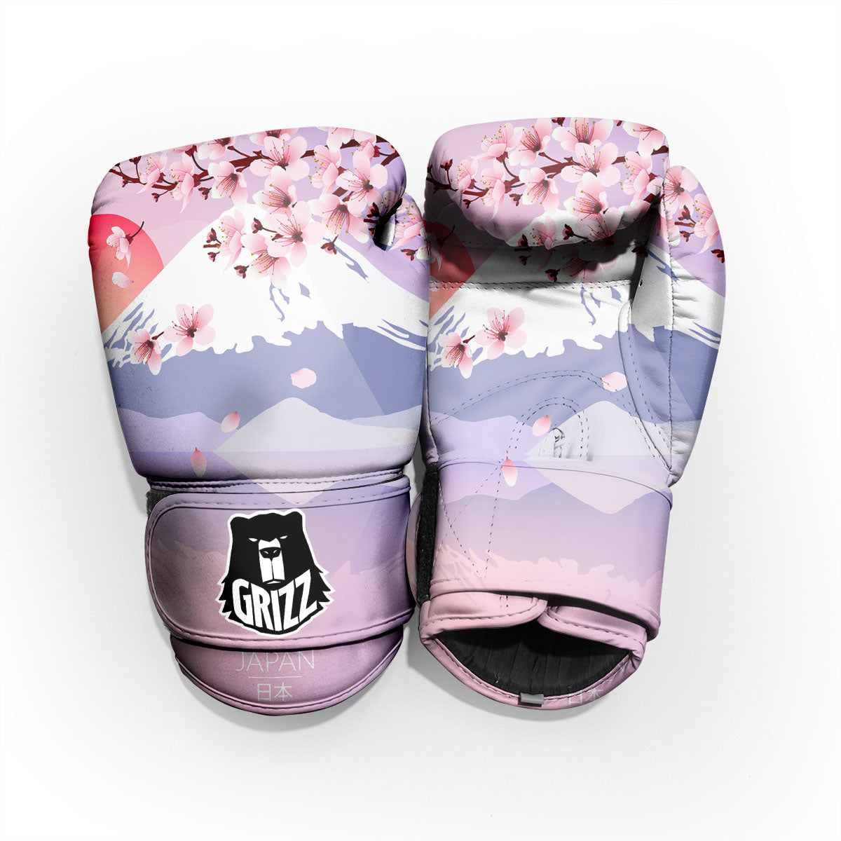 Fuji Mount And Cherry Blossom Print Sparring Gloves-grizzshop