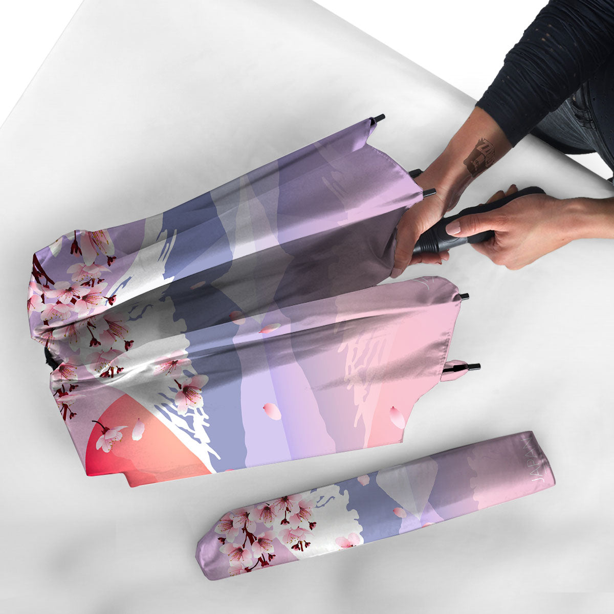 Fuji Mount And Cherry Blossom Print Umbrella-grizzshop