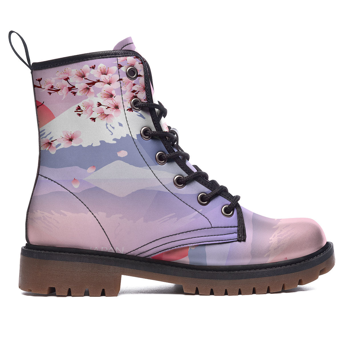 Fuji Mount And Cherry Blossom Print Work Boots-grizzshop