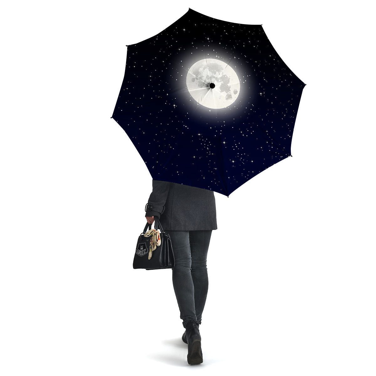 Full Moon And Night Stars Print Umbrella-grizzshop