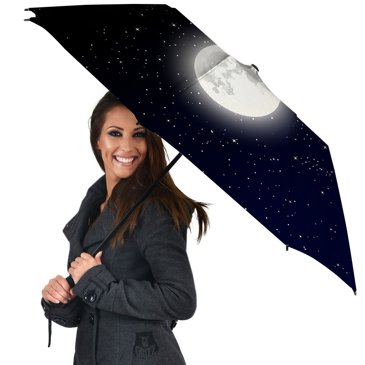 Full Moon And Night Stars Print Umbrella-grizzshop