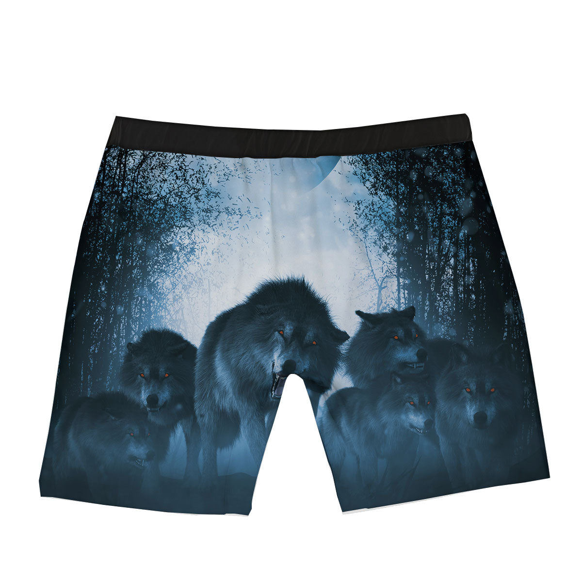 Full Moon And Wolf In The Forest Print Boxer Briefs-grizzshop