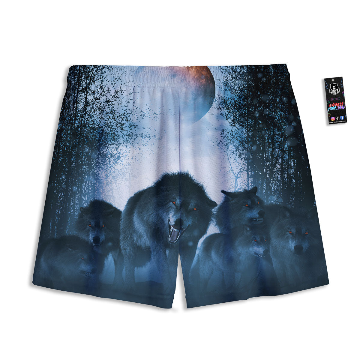 Gold Crown Print Pattern Mesh Shorts