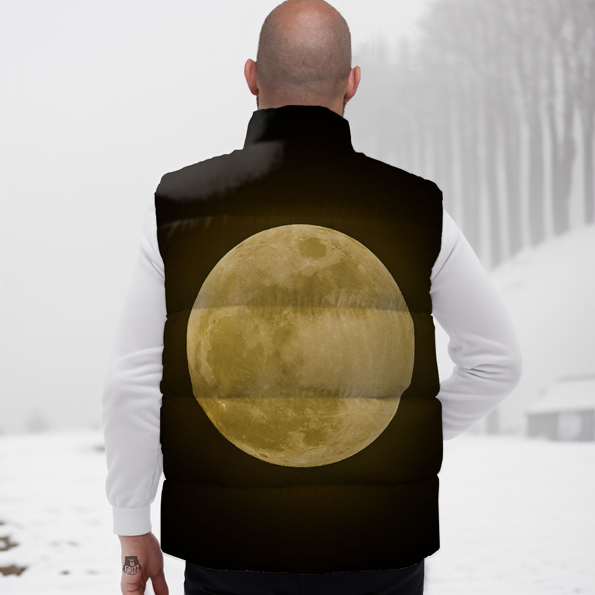 Full Moon Night Sky Print Down Vest