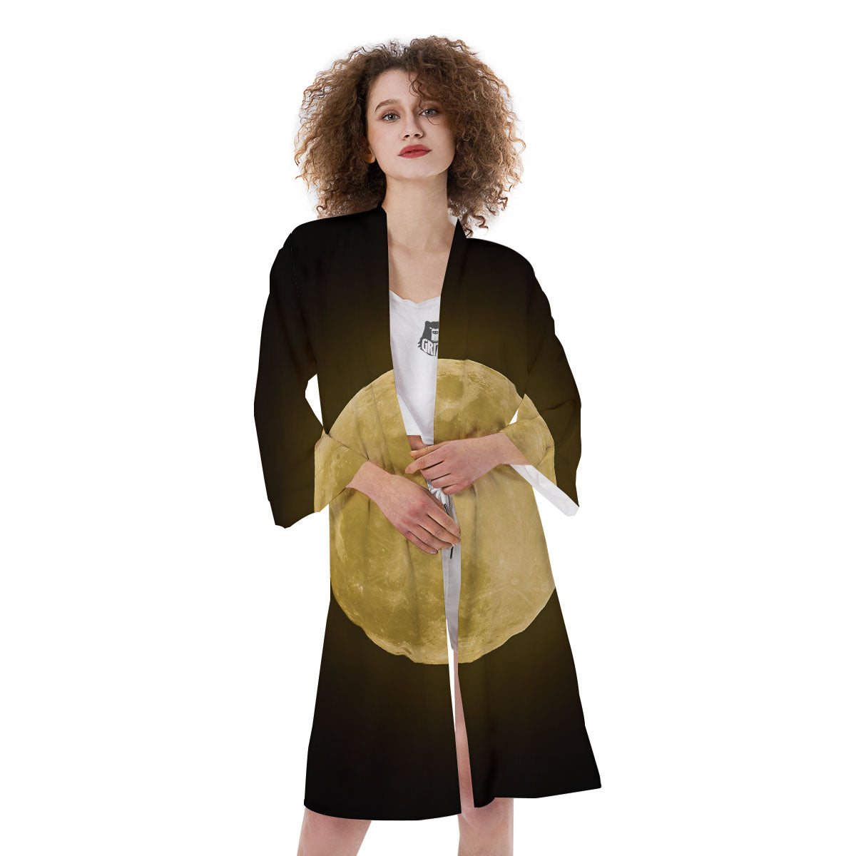 Full Moon Night Sky Print Kimono-grizzshop