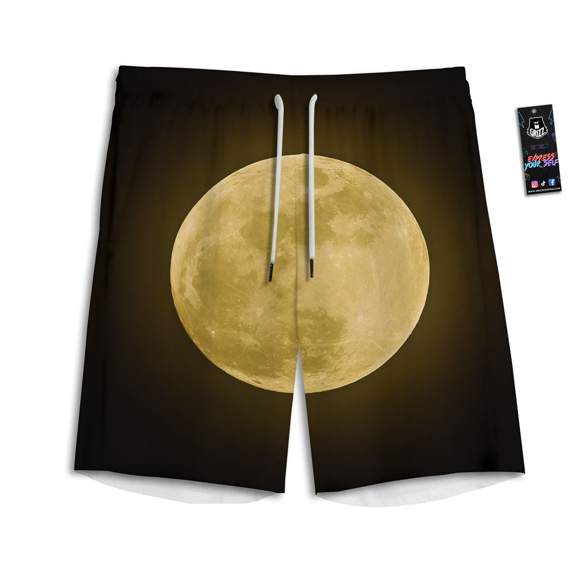 Full Moon Night Sky Print Men's Athletic Shorts