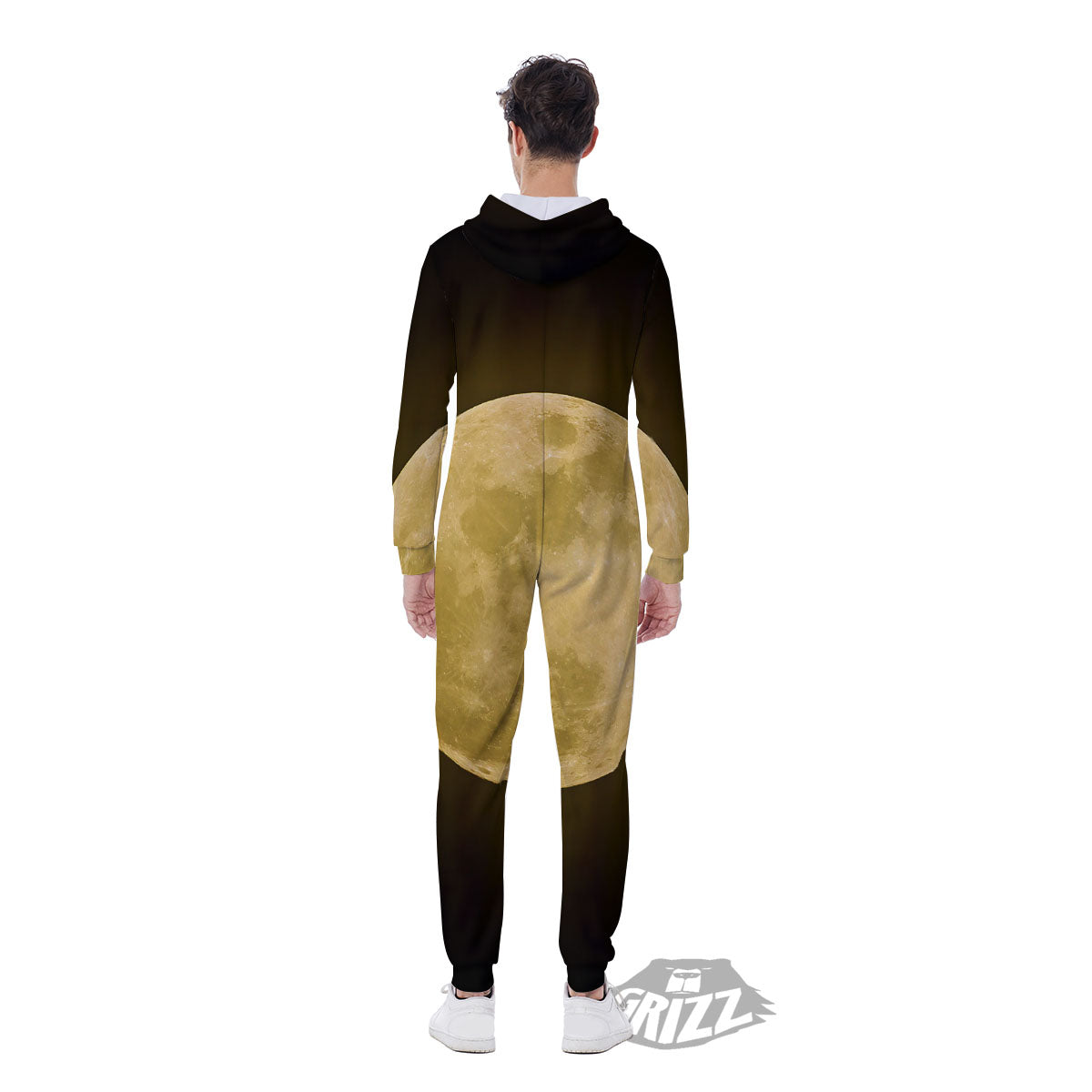 Full Moon Night Sky Print Men's Jumpsuit-grizzshop
