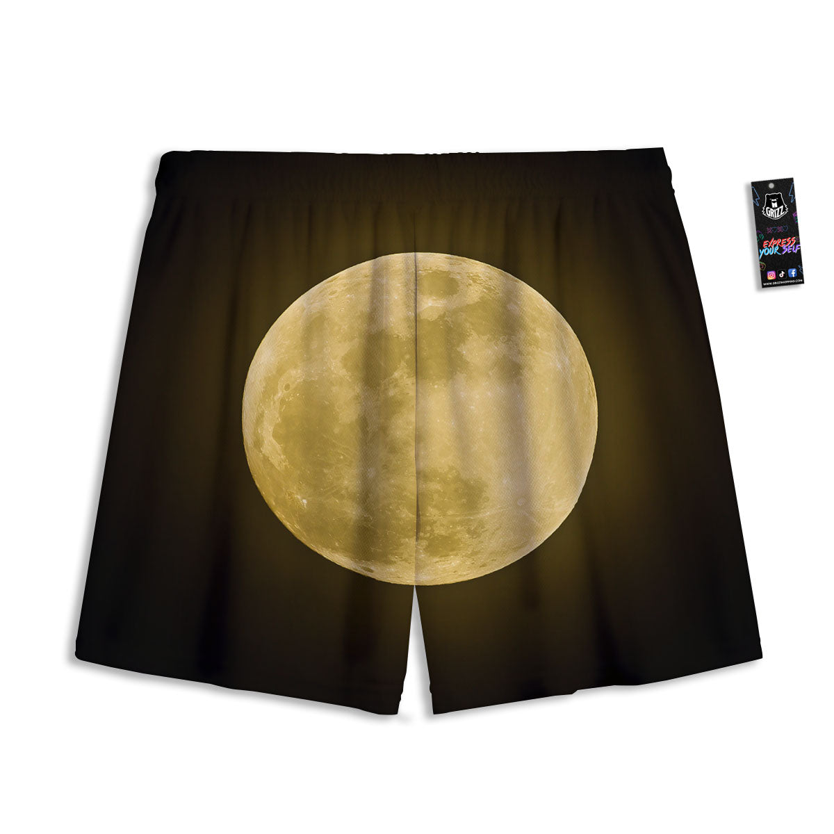 Full Moon Night Sky Print Mesh Shorts