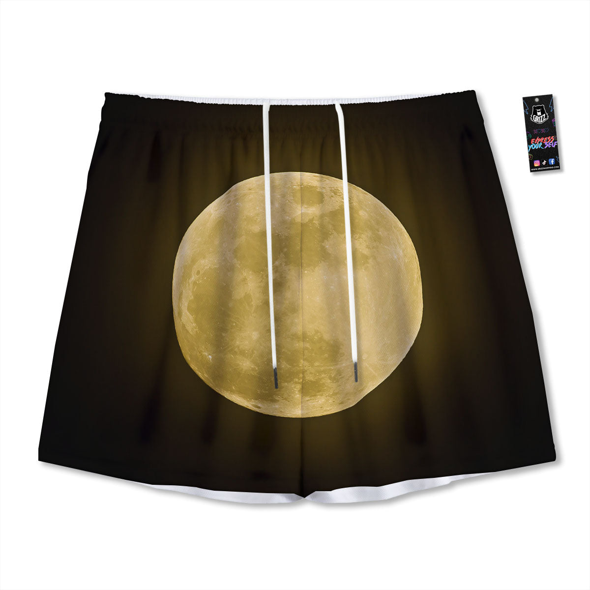 Full Moon Night Sky Print Mesh Shorts