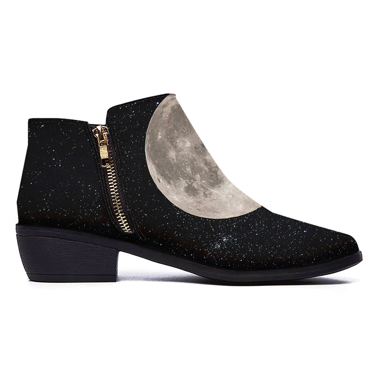 Full Moon Print Ankle Boots-grizzshop
