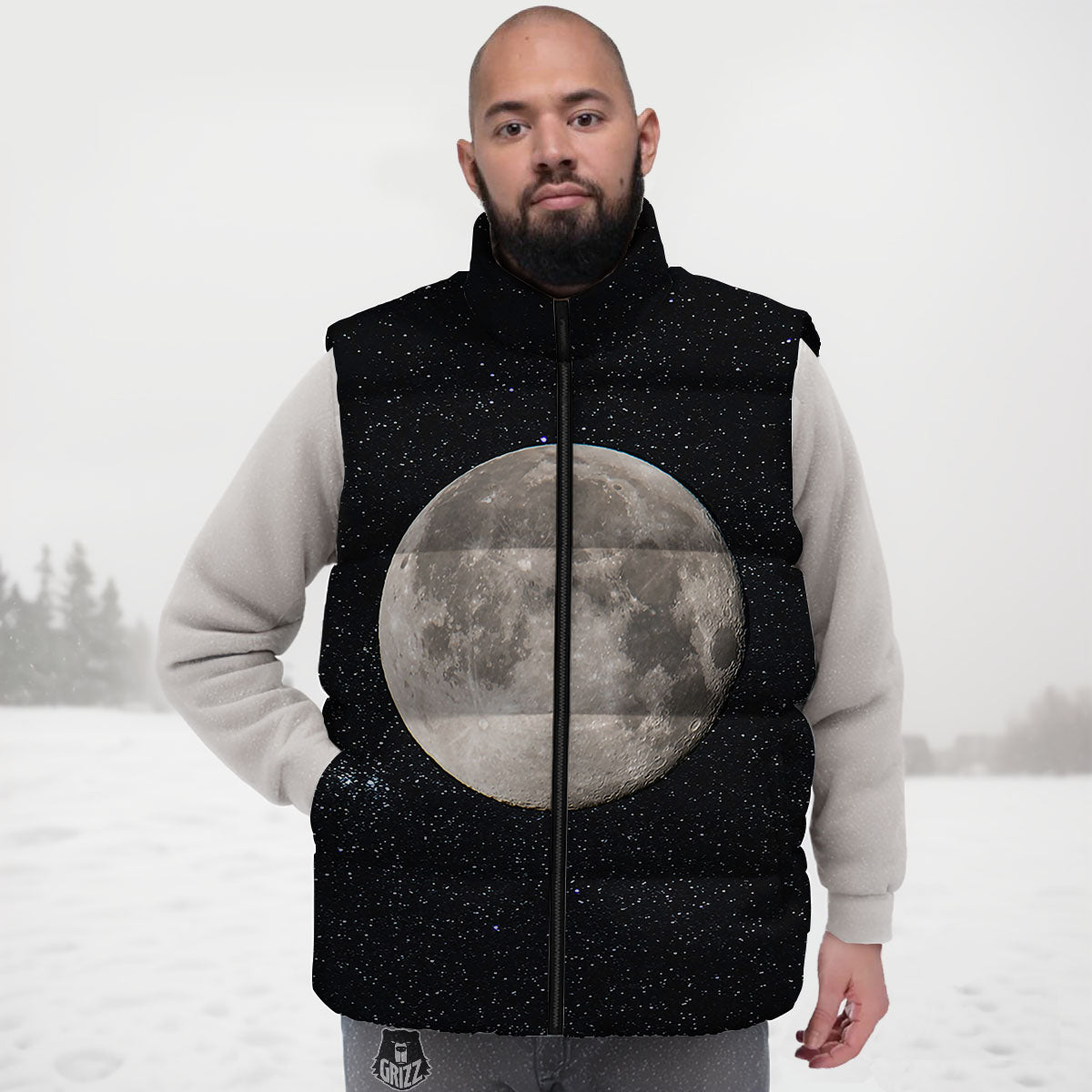 Full Moon Print Down Vest