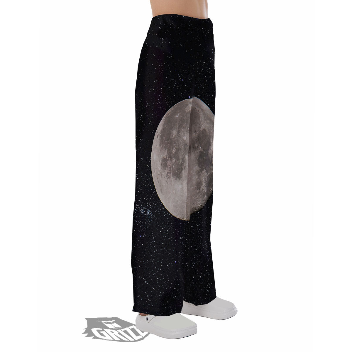 Full Moon Print Pajama Pants-grizzshop