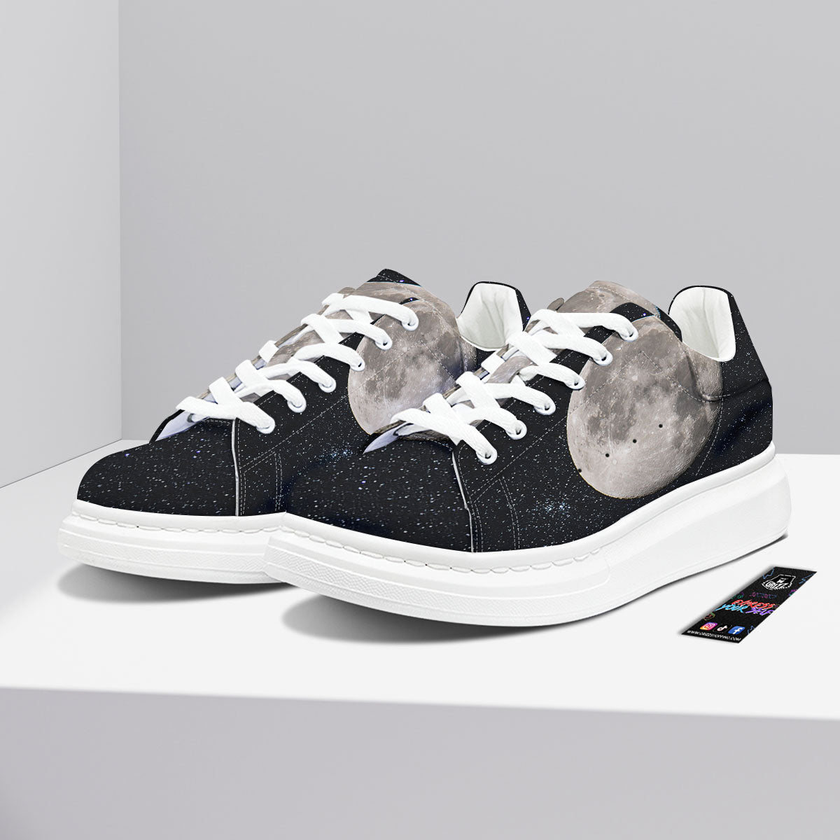 Full Moon Print Platform Shoes-grizzshop