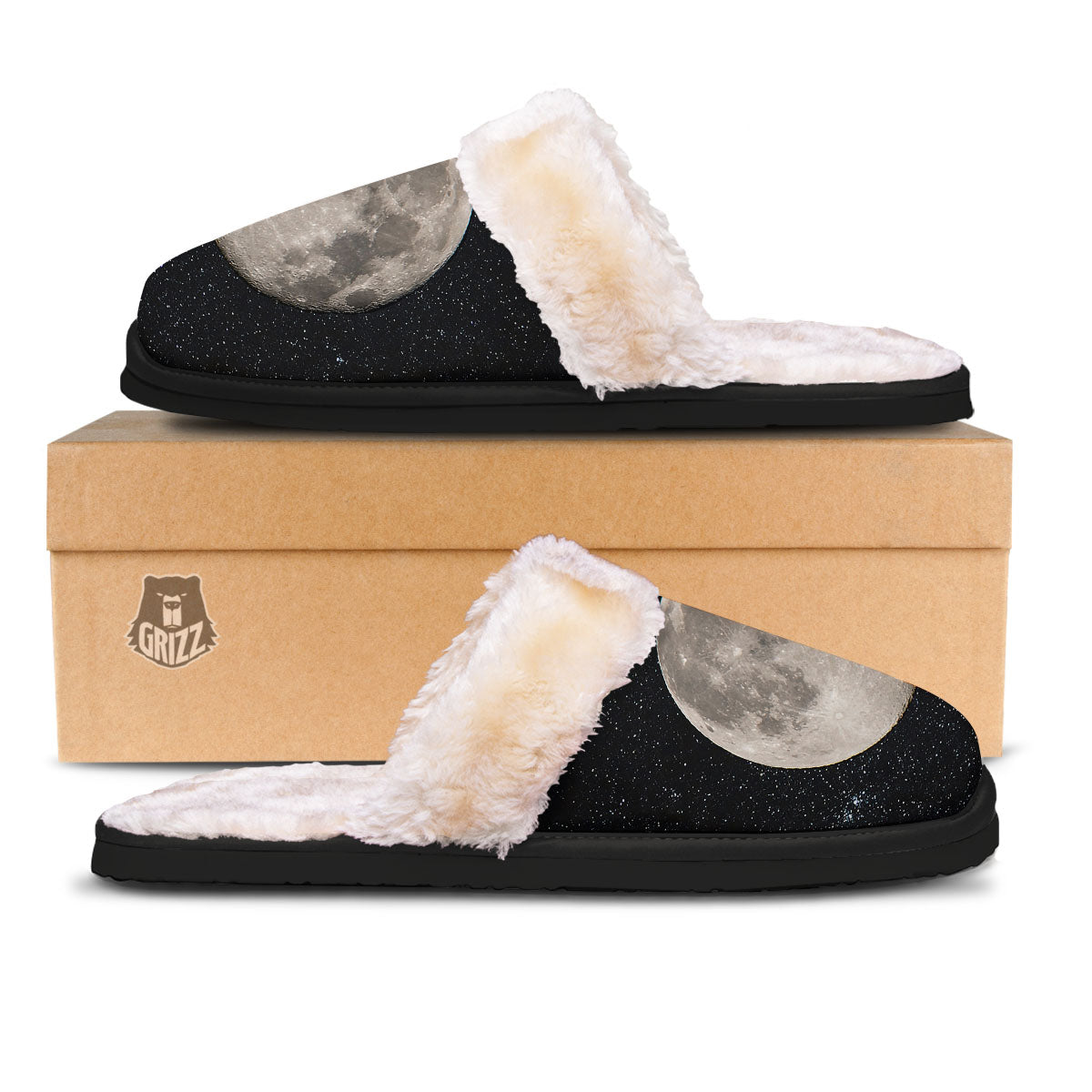 Full Moon Print Slippers-grizzshop