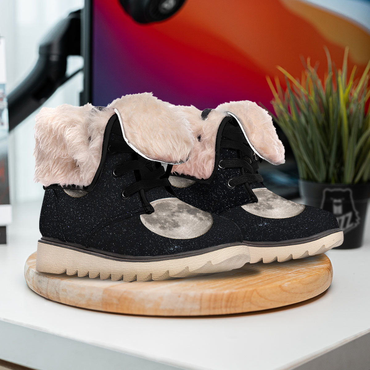 Full Moon Print Snow Boots-grizzshop