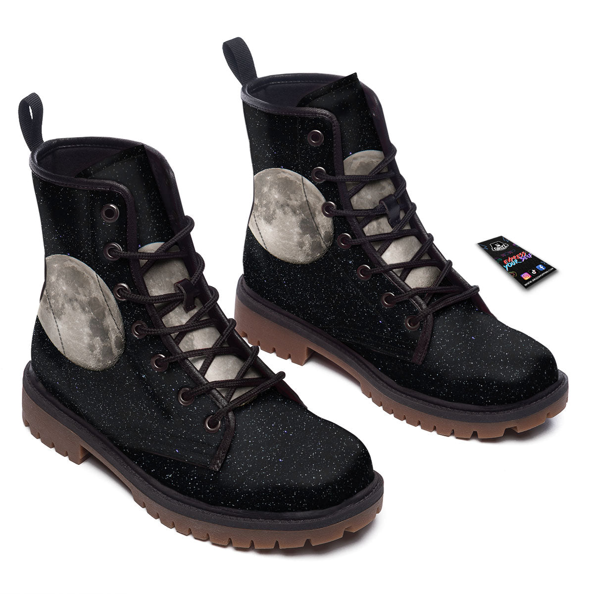 Full Moon Print Work Boots-grizzshop