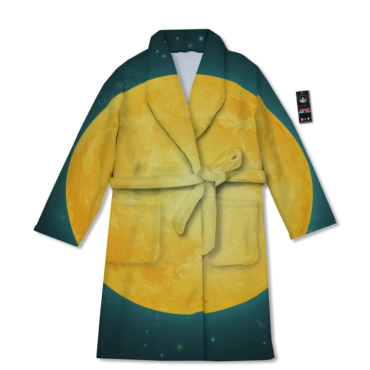 Full Moon Yellow Print Bathrobe-grizzshop