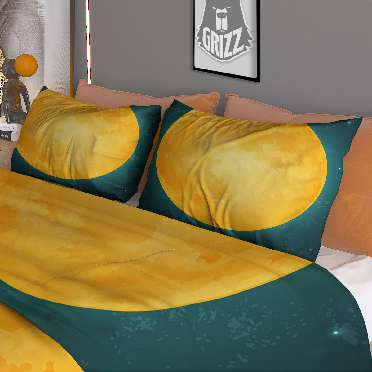 Full Moon Yellow Print Duvet Cover Bedding Set