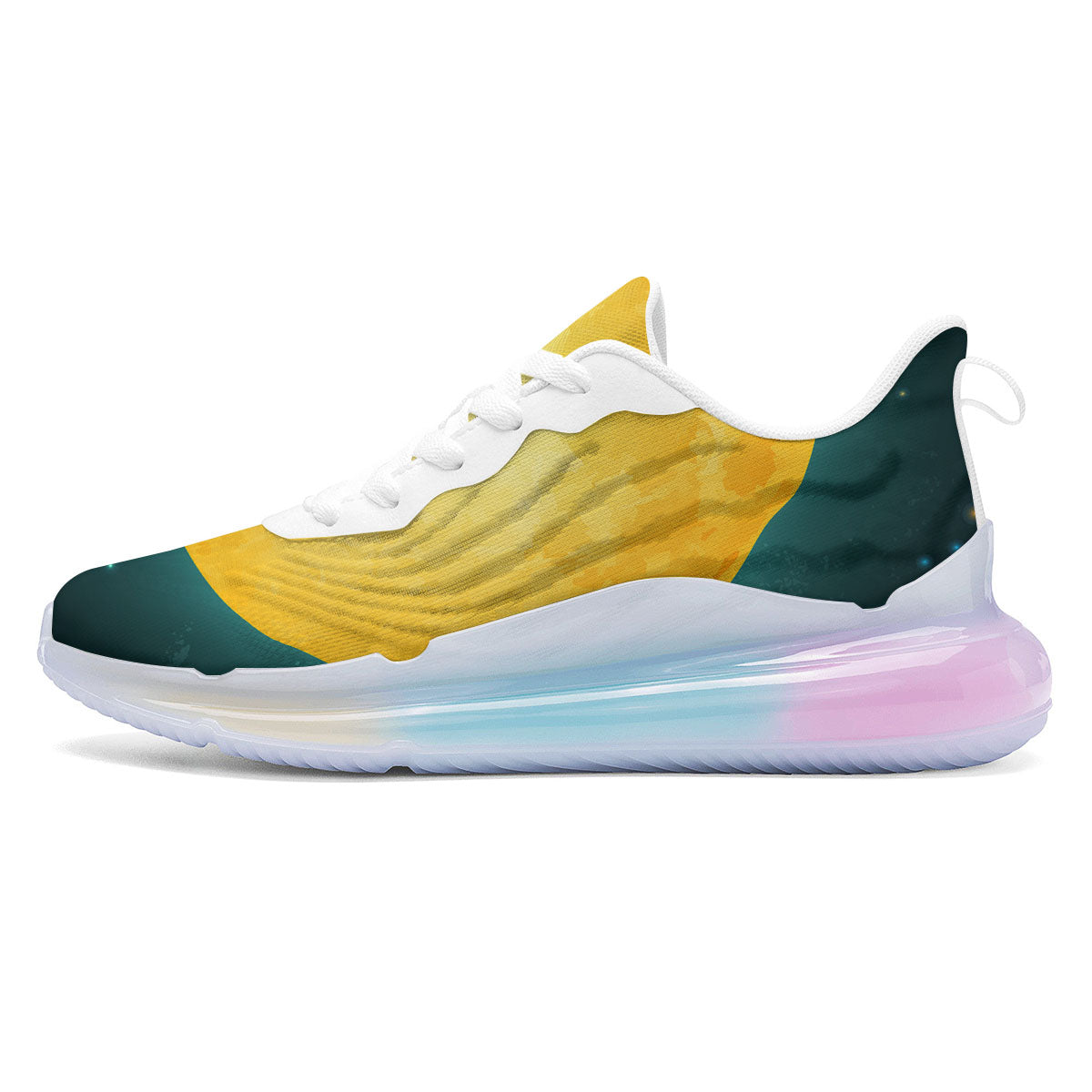 Full Moon Yellow Print Running Sneakers-grizzshop