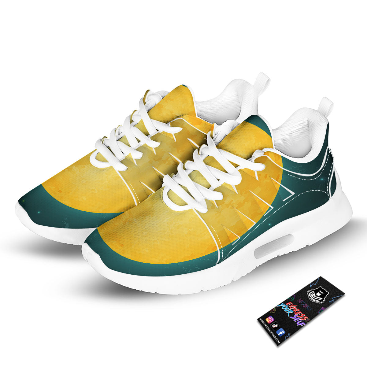 Full Moon Yellow Print Tennis Shoes-grizzshop