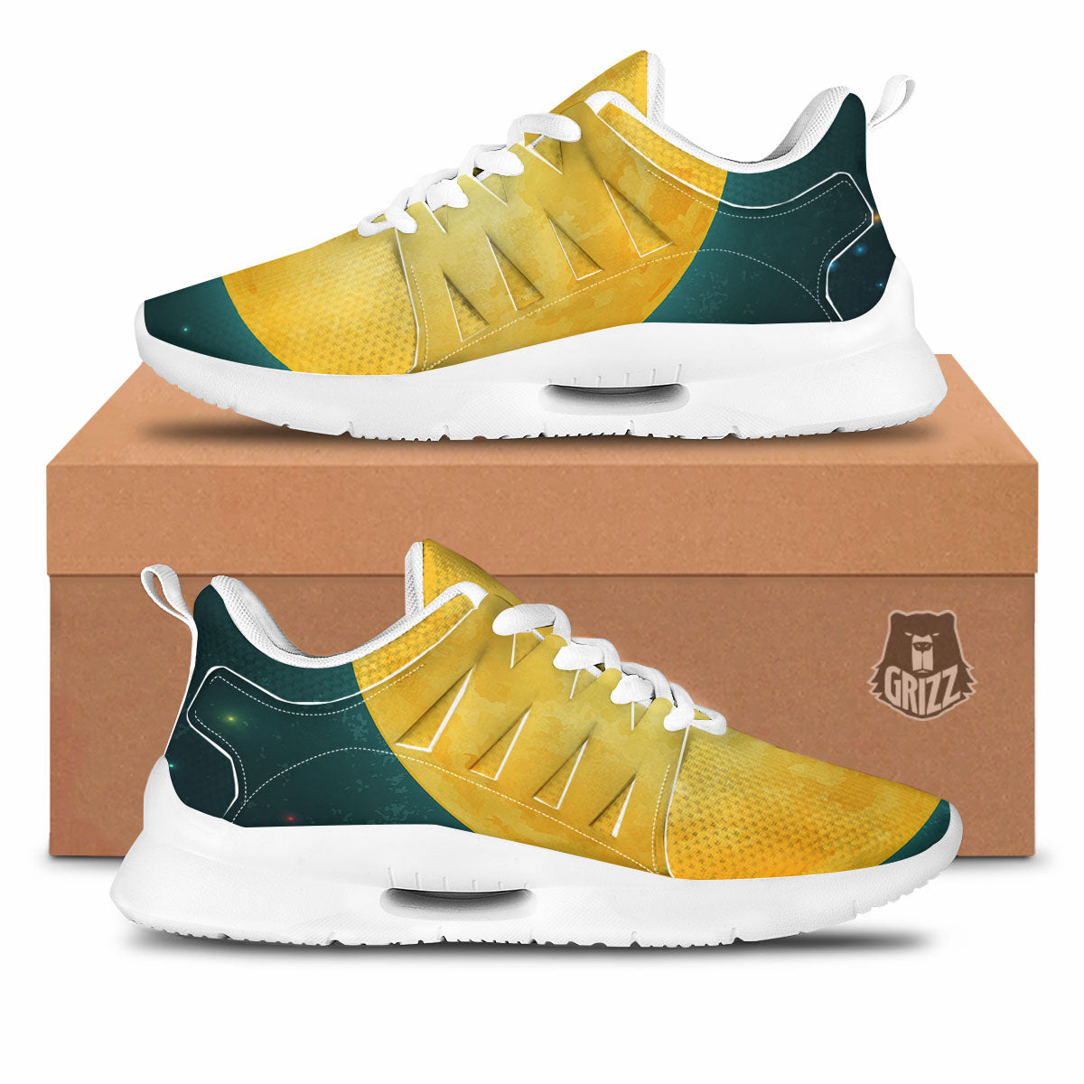 Full Moon Yellow Print Tennis Shoes-grizzshop