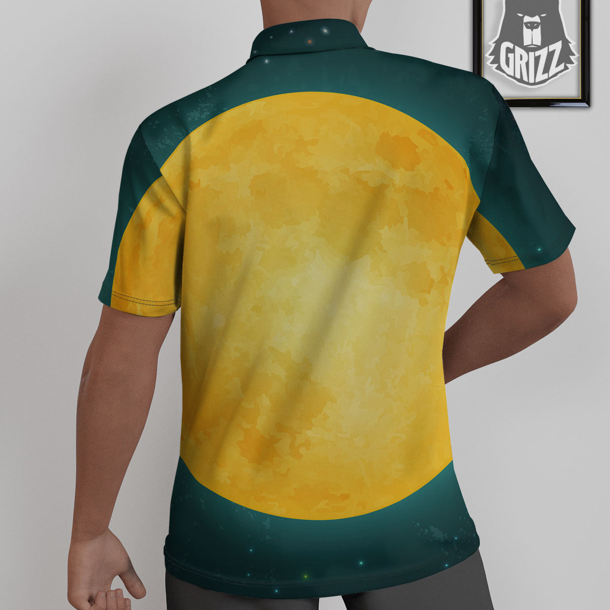 Full Moon Yellow Print Untucked Shirts-grizzshop