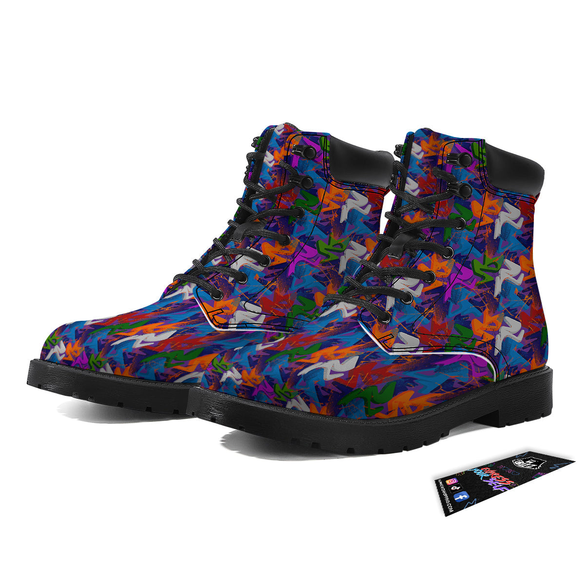 Funky Abstract Print Pattern Boots-grizzshop