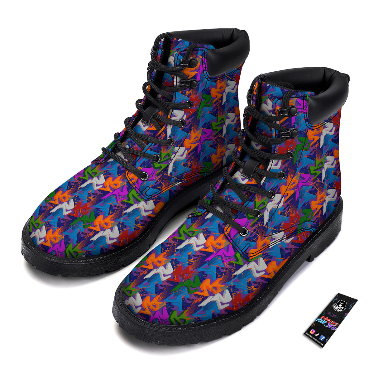 Funky Abstract Print Pattern Boots-grizzshop