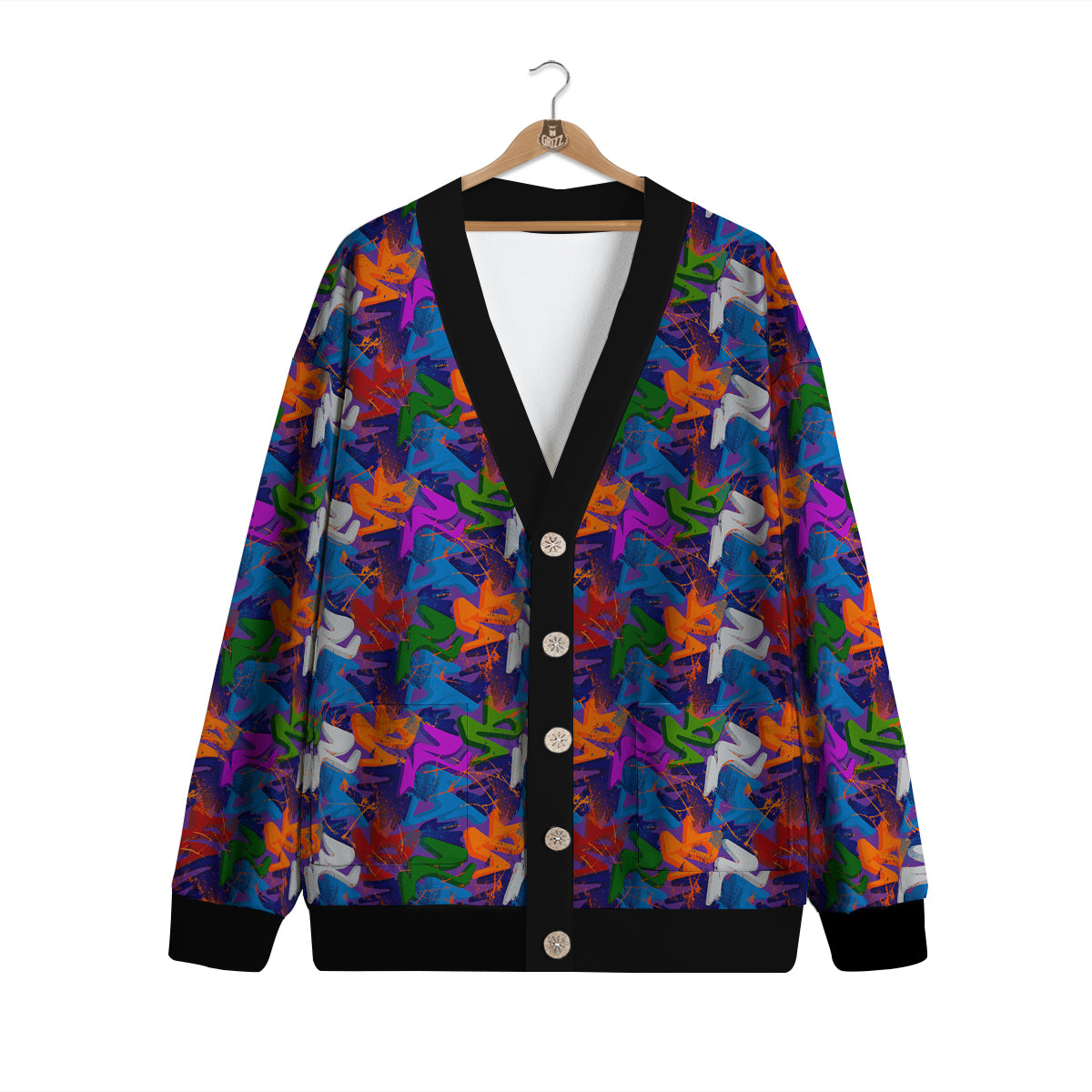 Funky Abstract Print Pattern Cardigan-grizzshop