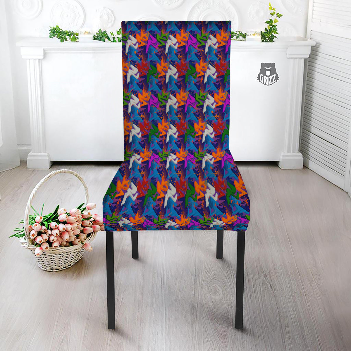 Funky Abstract Print Pattern Dining Chair Slipcover-grizzshop
