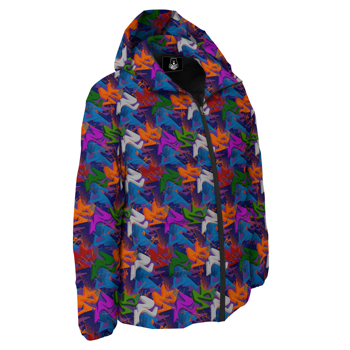 Funky Abstract Print Pattern Down Jacket-grizzshop