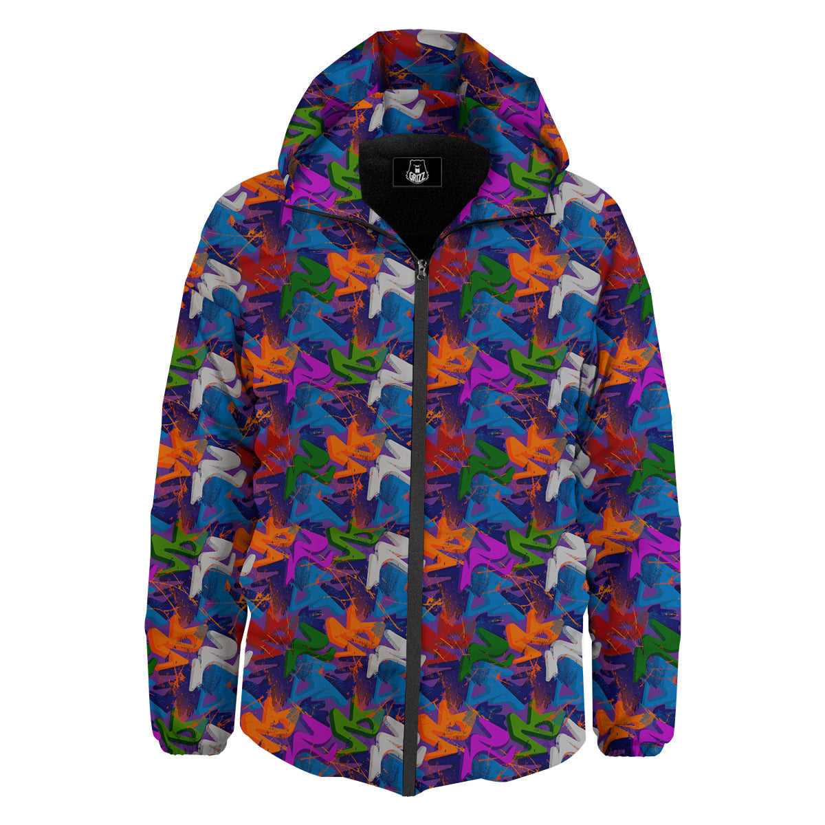 Funky Abstract Print Pattern Down Jacket-grizzshop