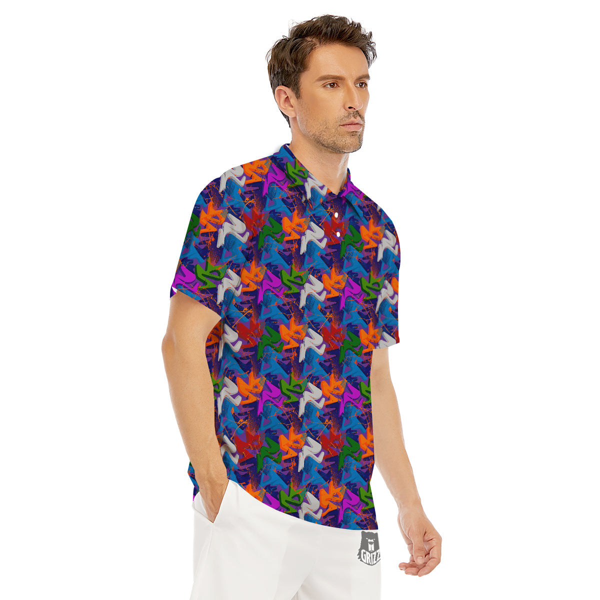 Funky Abstract Print Pattern Men's Golf Shirts-grizzshop